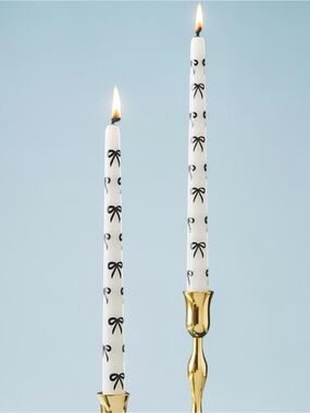 Anthropologie Bow Taper Candles in Black/White | NWT